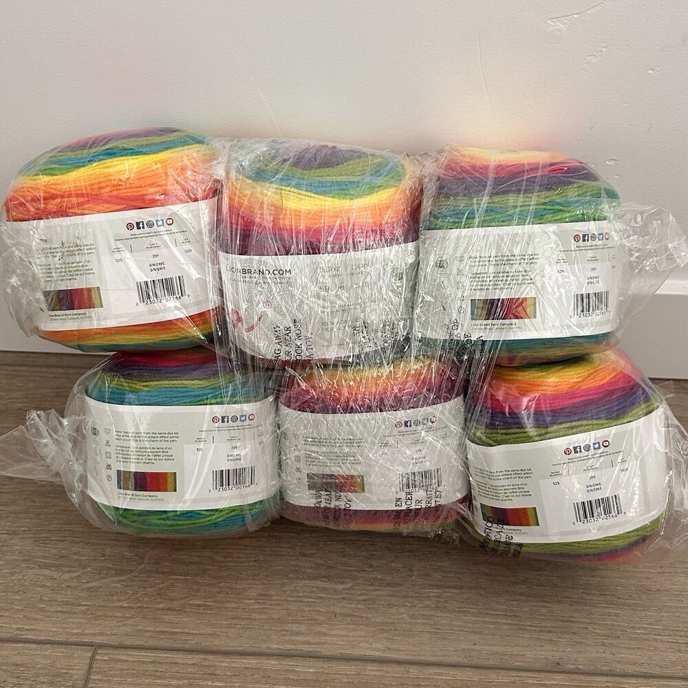6 Pack Lion Brand Yarn Cakes Mandala Gnome 5.3oz 150g 590yd Each Same Dye Lot - Picture 8 of 8